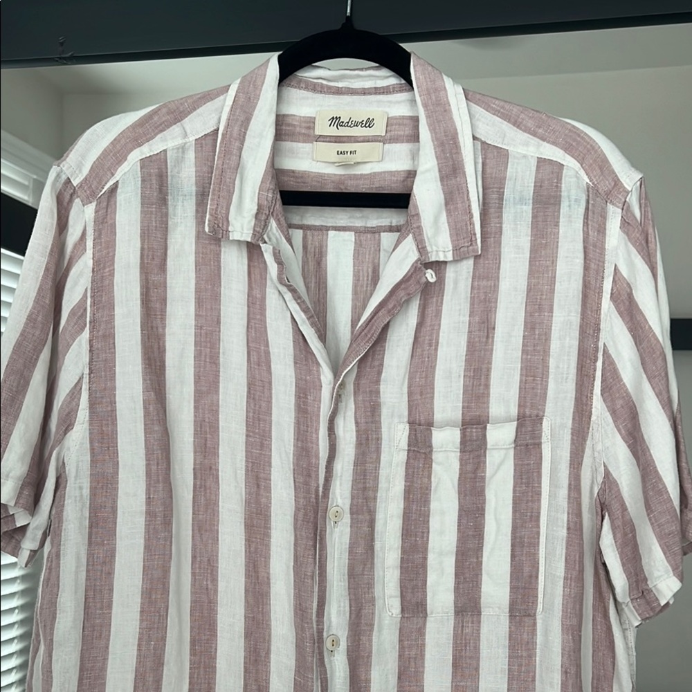 Madewell Red and White Striped Casual Shirt